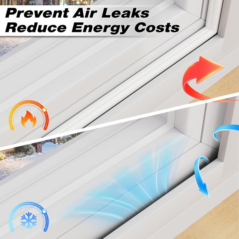 Conwang 3 Pcs 196" Wedge-Shape Weather Stripping Door Seal,Windows and Doors Insulation,Self Adhesive Insulation Foam Anti-Collision Strip,Weatherstrip Tape for Door Soundproofing,Noise Drafts Blocker,White - Image 4